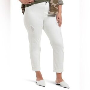 HUE Sz XL Double Cuffed Ultra Soft Distressed Pull  On High Rise Jeggings NEW